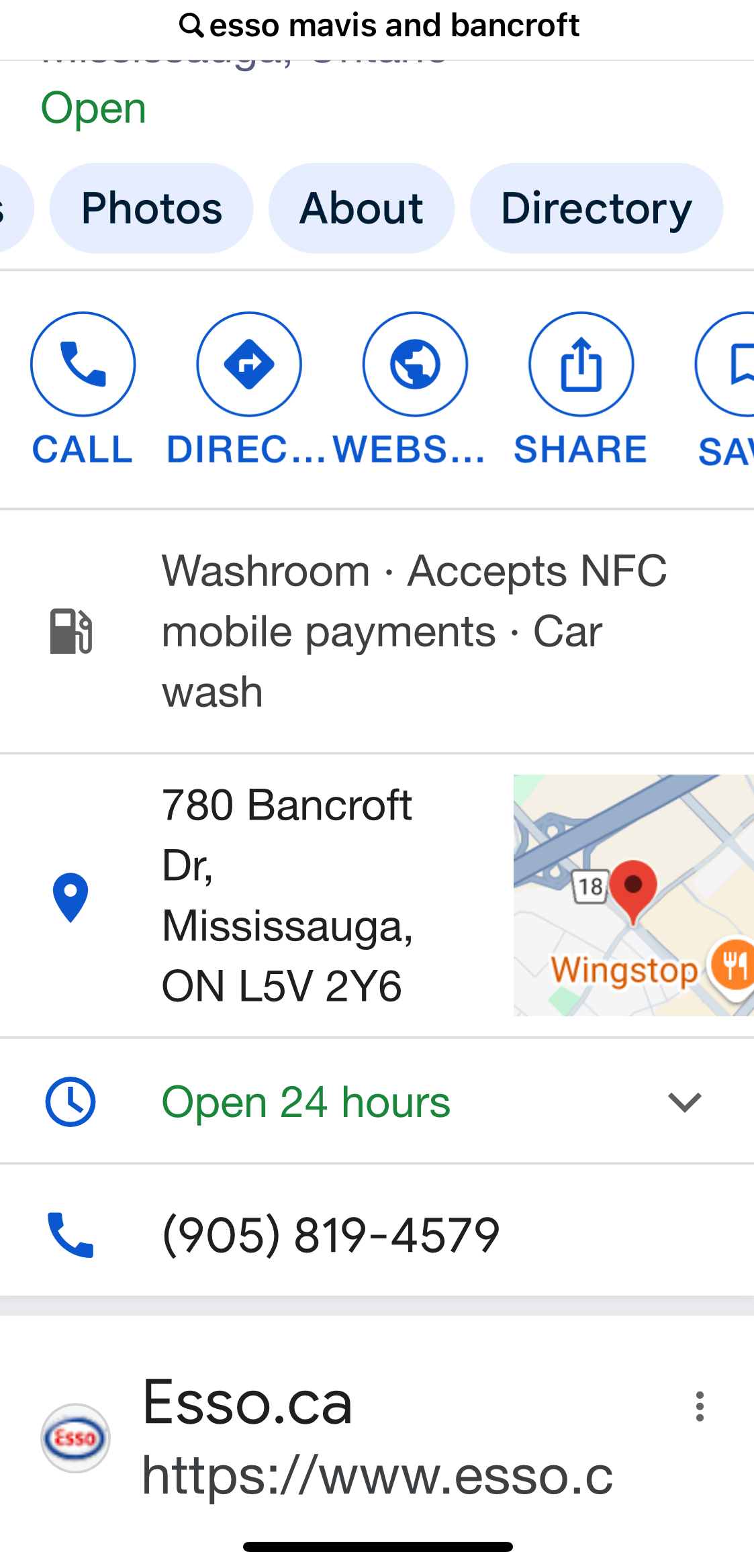 Location of Circle K Esso on Mavis Rd